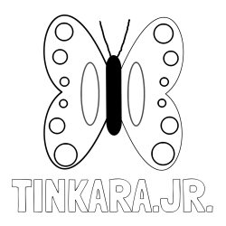Online izdelana pobarvanka - Pobarvanka imena TINKARA.JR. in preprosta otroška pobarvanka metuljčka