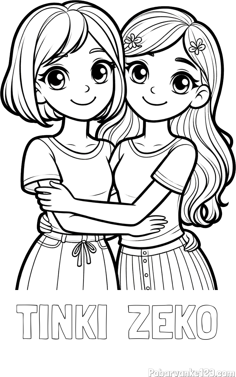 Pobarvanka imena TINKI  ZEKO in pobarvanka ljubkih prijateljic