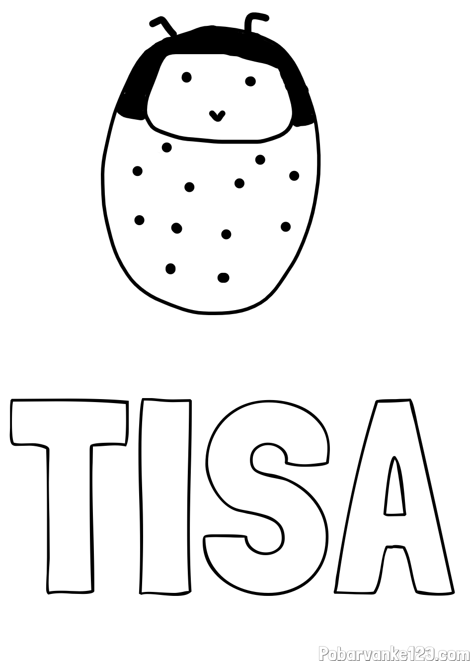 Pobarvanka imena TISA in pobarvanka ljubke pikapolonice