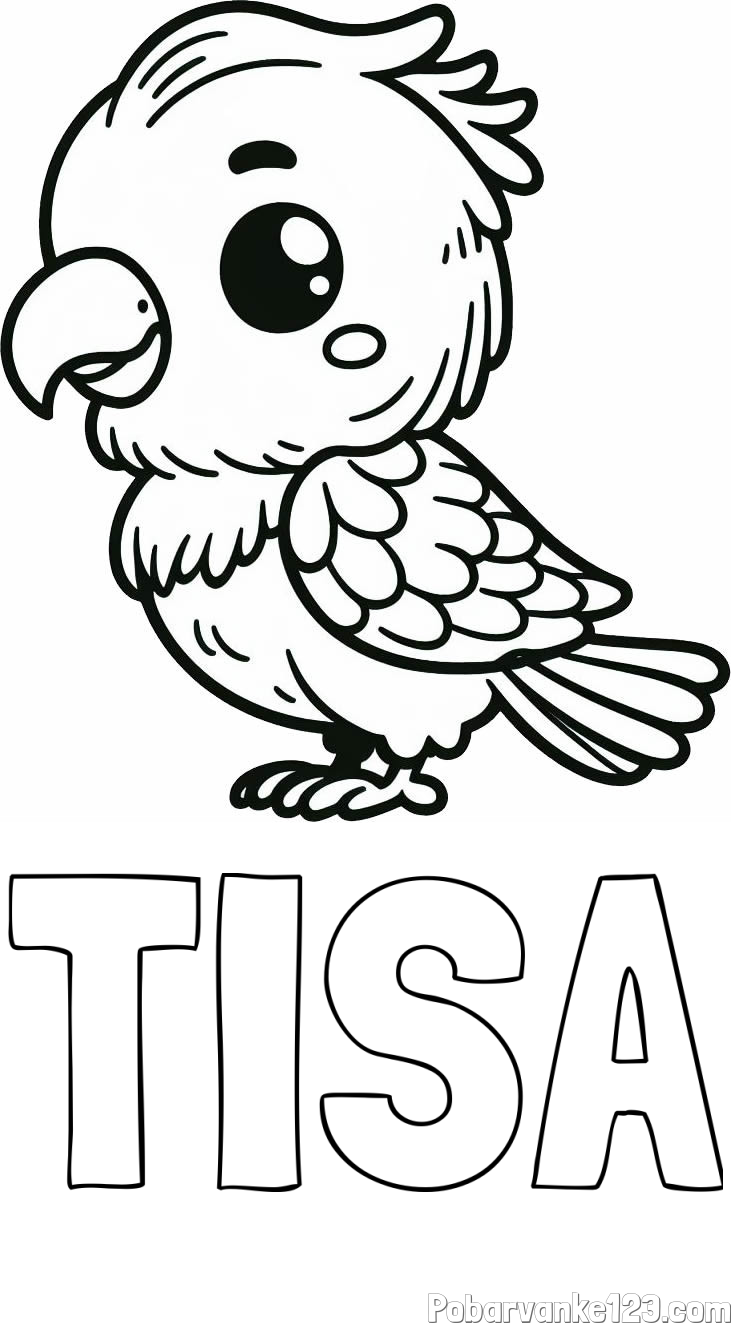 Pobarvanka imena TISA in pobarvanka ljubkega papagaja