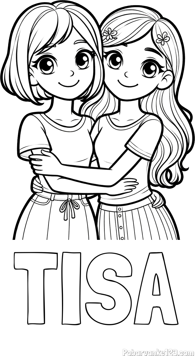 Pobarvanka imena TISA in pobarvanka ljubkih prijateljic