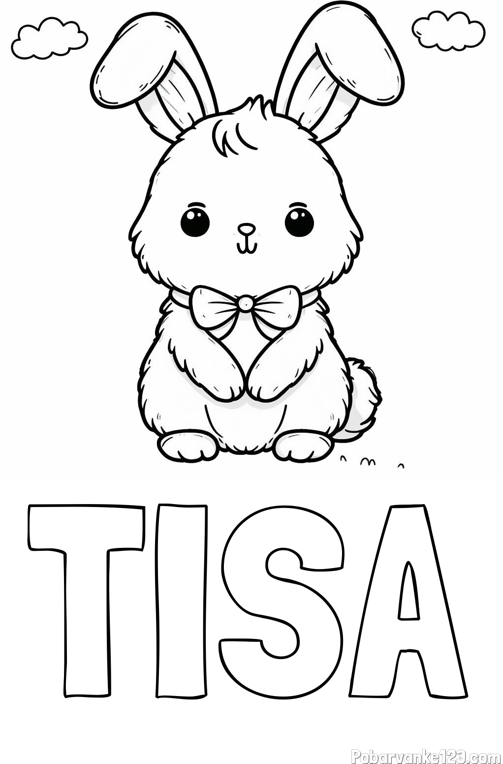 Pobarvanka imena TISA in pobarvanka prikupnega zajčka