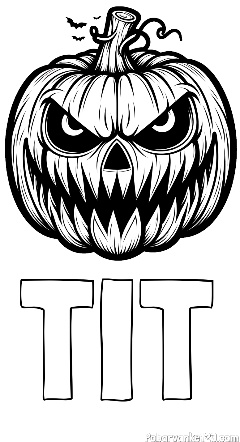 Pobarvanka imena TIT in pobarvanka zlobne buče za noč čarovnic