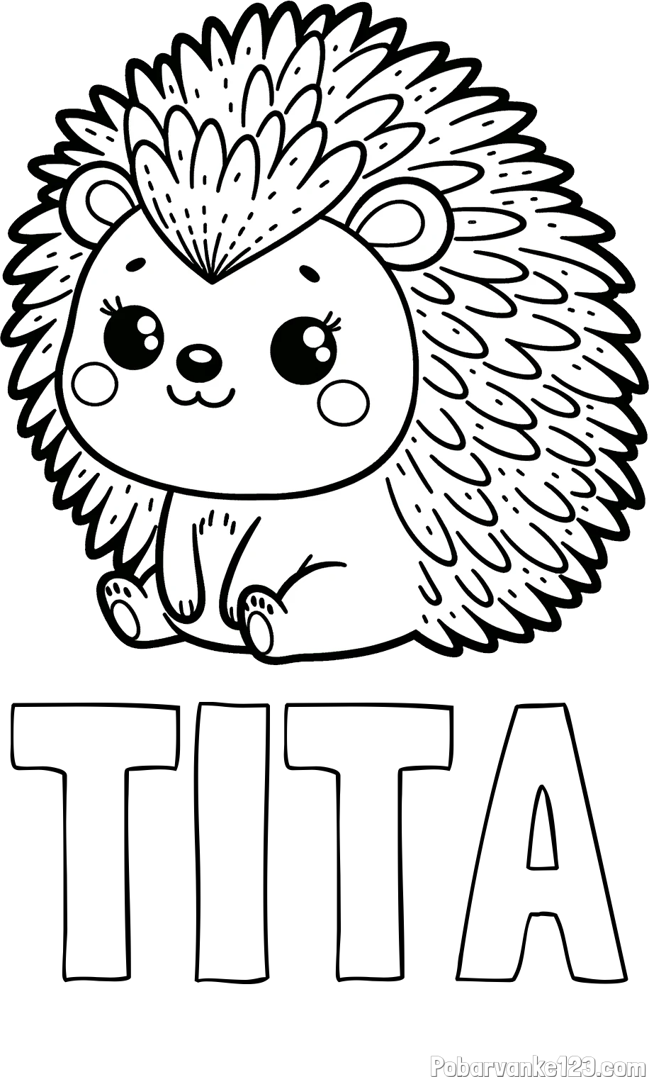 Pobarvanka imena TITA in pobarvanka nasmejanega ježka