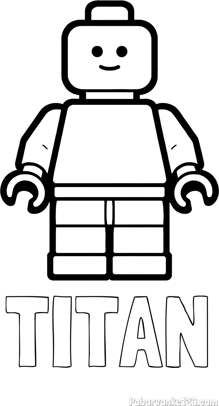 Pobarvanka imena TITAN in pobarvanka LEGO figurice fanta
