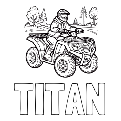 Online izdelana pobarvanka - Pobarvanka imena TITAN in pobarvanka motorista na štirikolesniku