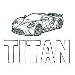 Online izdelana pobarvanka - Pobarvanka imena TITAN in Športni avtomobil