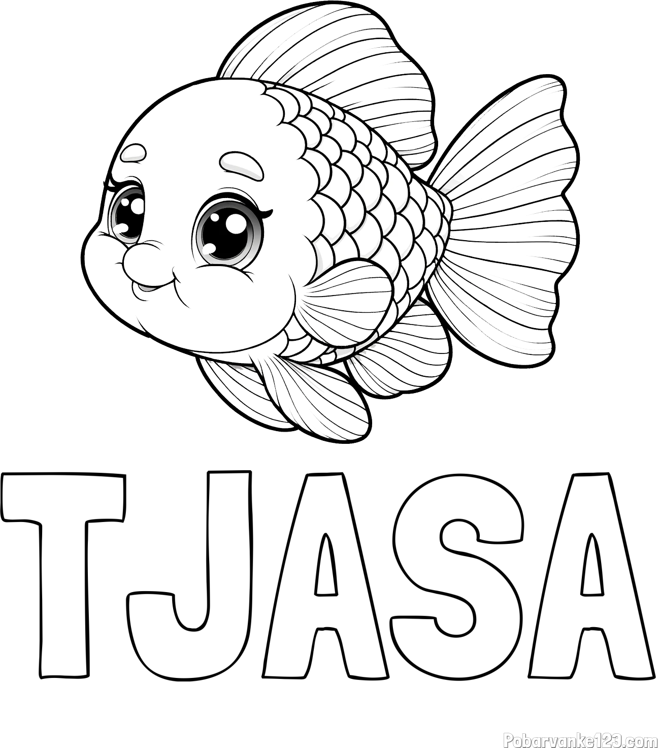 Pobarvanka imena TJAŠA in ljubka pobarvanka starejše ribe