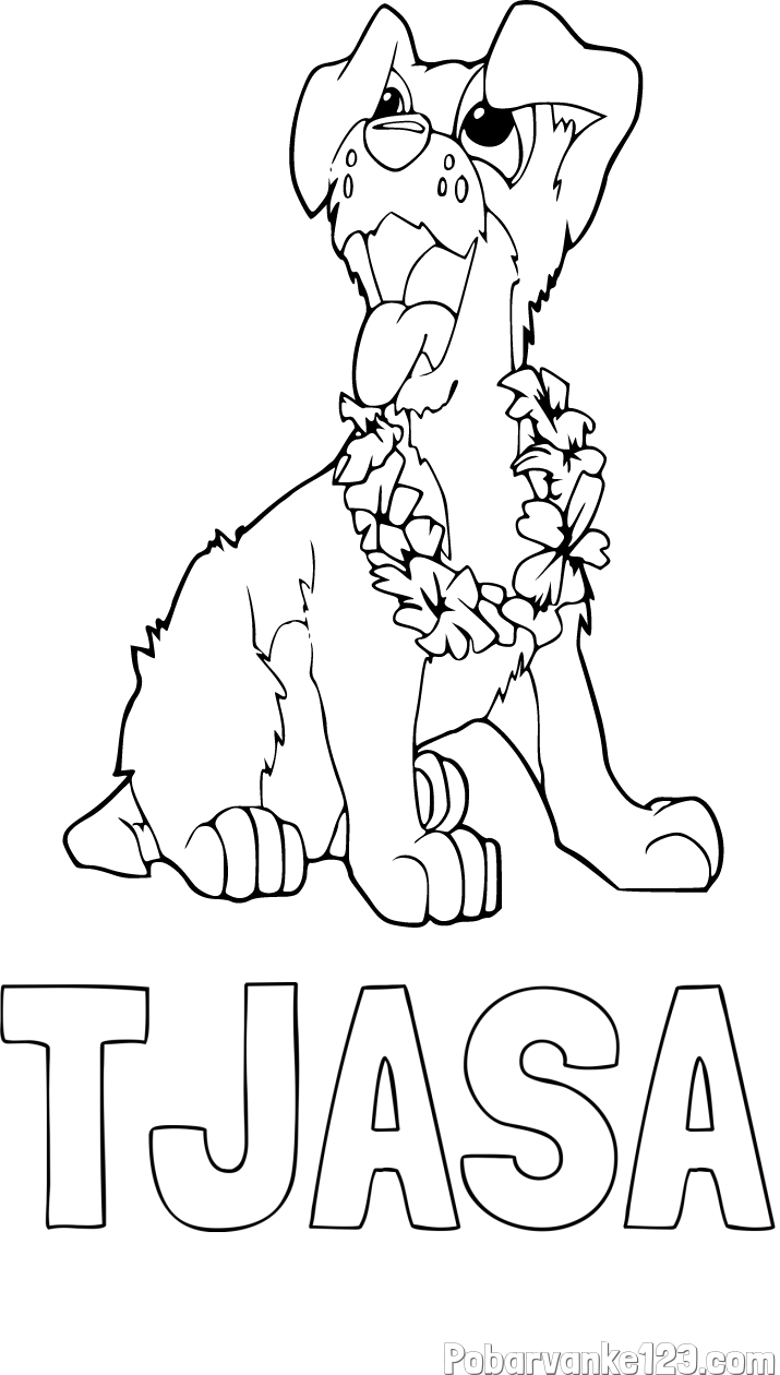 Pobarvanka imena TJAŠA in pobarvanka kužka