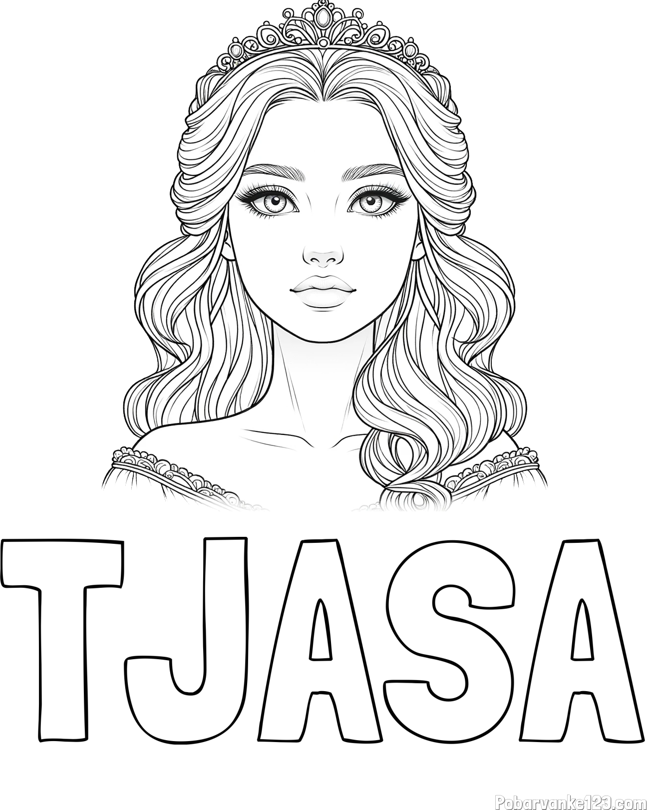 Pobarvanka imena TJAŠA in pobarvanka ljubke princese s krono