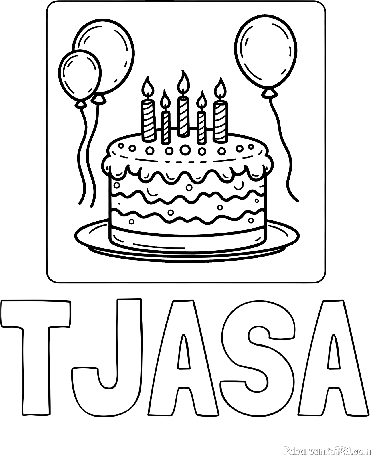 Pobarvanka imena TJAŠA in pobarvanka torte za 5. rojstni dan
