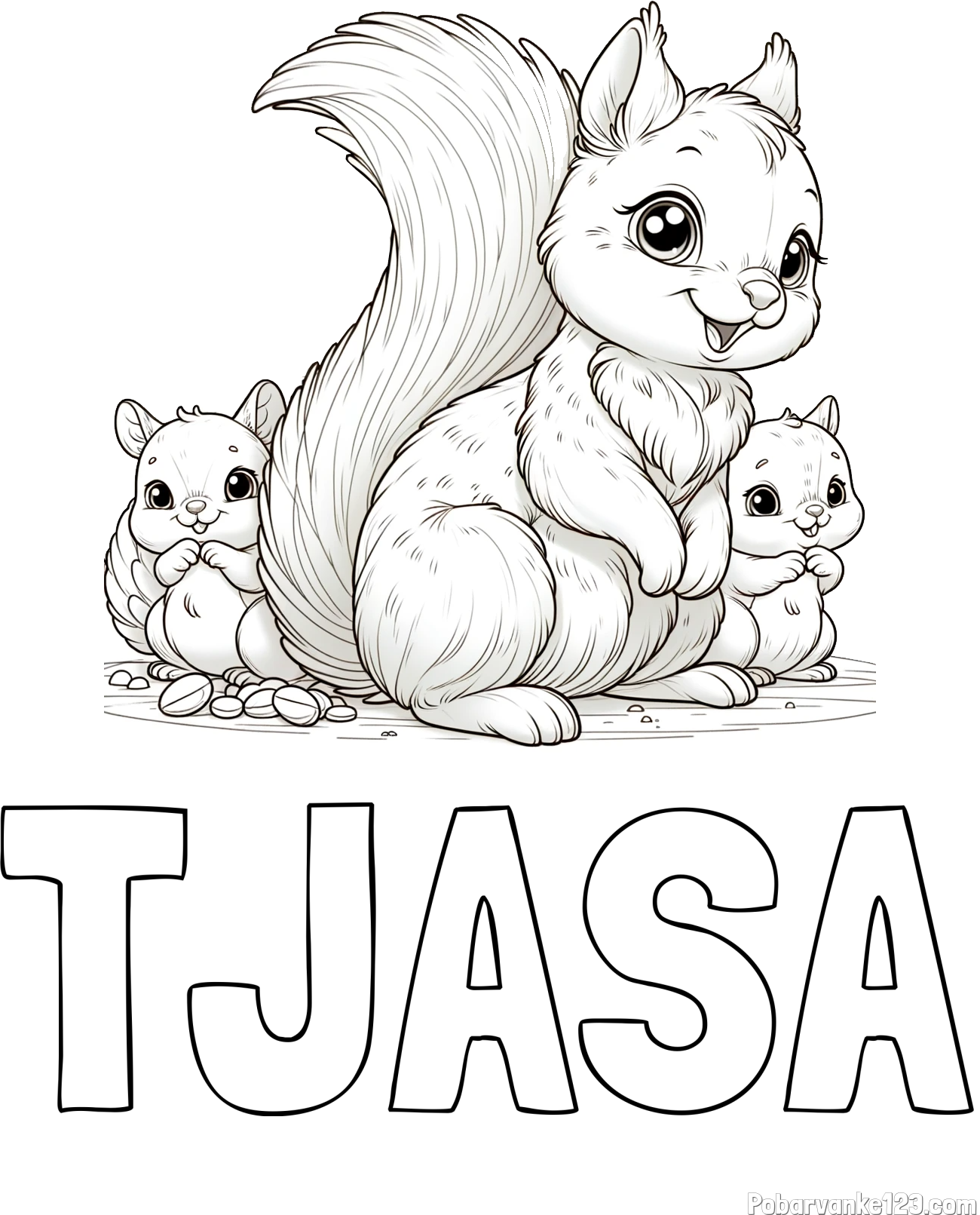 Pobarvanka imena TJAŠA in pobarvanka veveričje družine