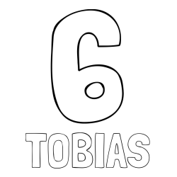Online izdelana pobarvanka - Pobarvanka imena TOBIAS in pobarvanka številke šest (6)