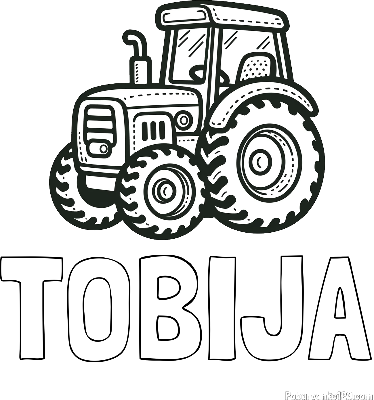 Pobarvanka imena TOBIJA in pobarvanka čudovitega traktorja
