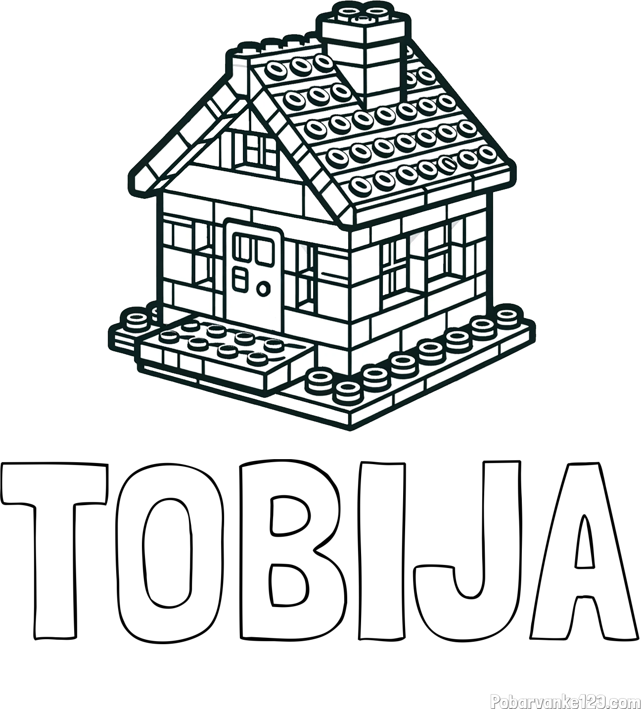 Pobarvanka imena TOBIJA in pobarvanka LEGO hiške