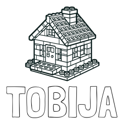 Online izdelana pobarvanka - Pobarvanka imena TOBIJA in pobarvanka LEGO hiške
