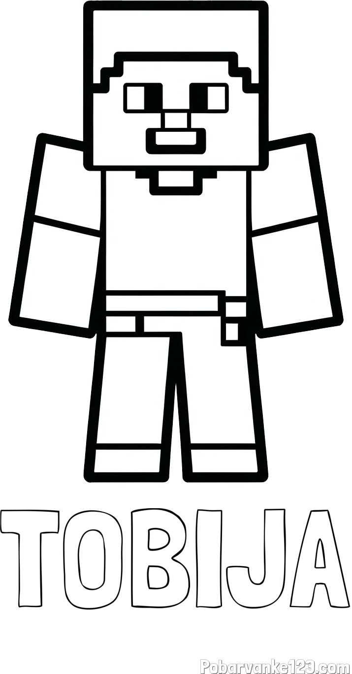 Pobarvanka imena TOBIJA in pobarvanka Minecraft figurice