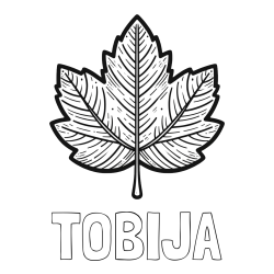 Online izdelana pobarvanka - Pobarvanka imena TOBIJA in pobarvanka velikega jesenskega lista