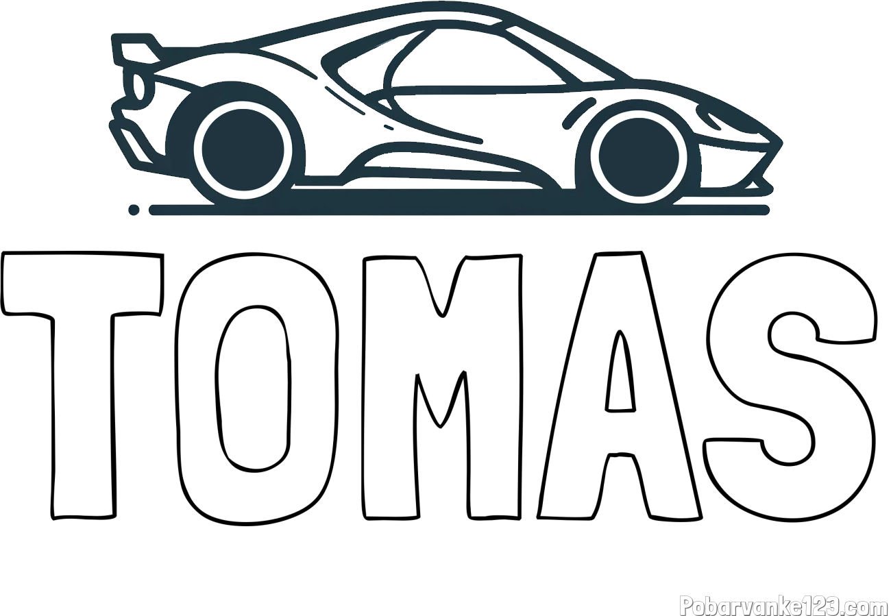Pobarvanka imena TOMAS in otroška pobarvanka dirkalnega avtomobila
