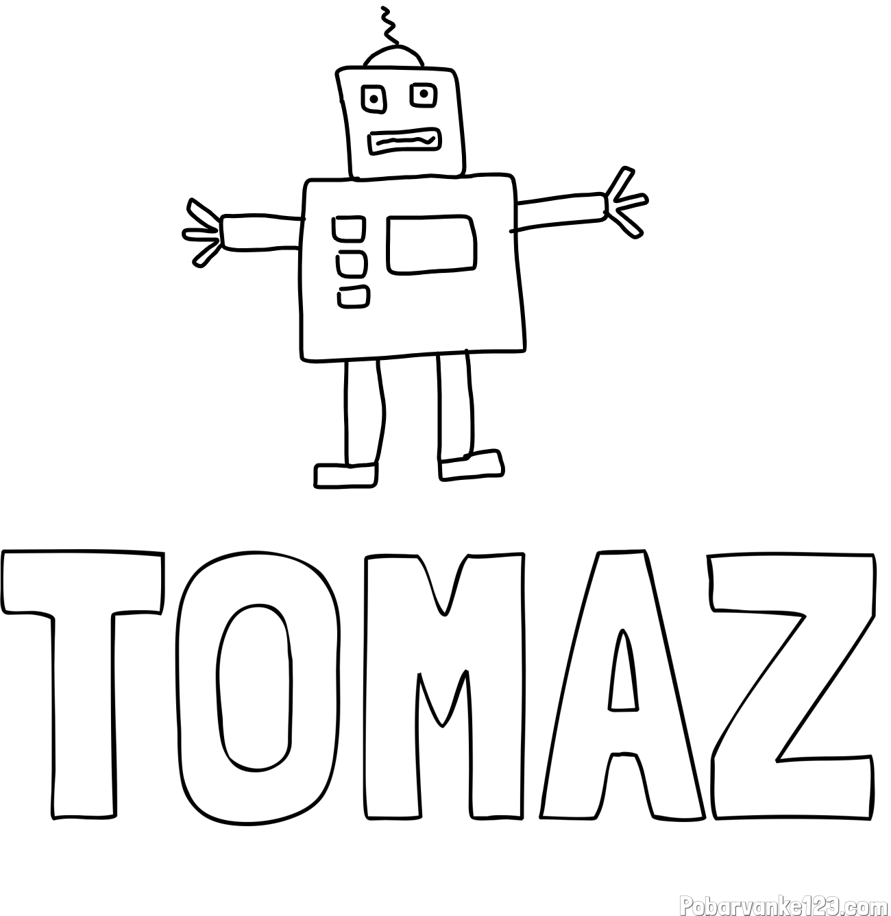 Pobarvanka imena TOMAŽ in pobarvanka preprostega ROBOTA 🤖