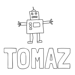 Online izdelana pobarvanka - Pobarvanka imena TOMAŽ in pobarvanka preprostega ROBOTA 🤖