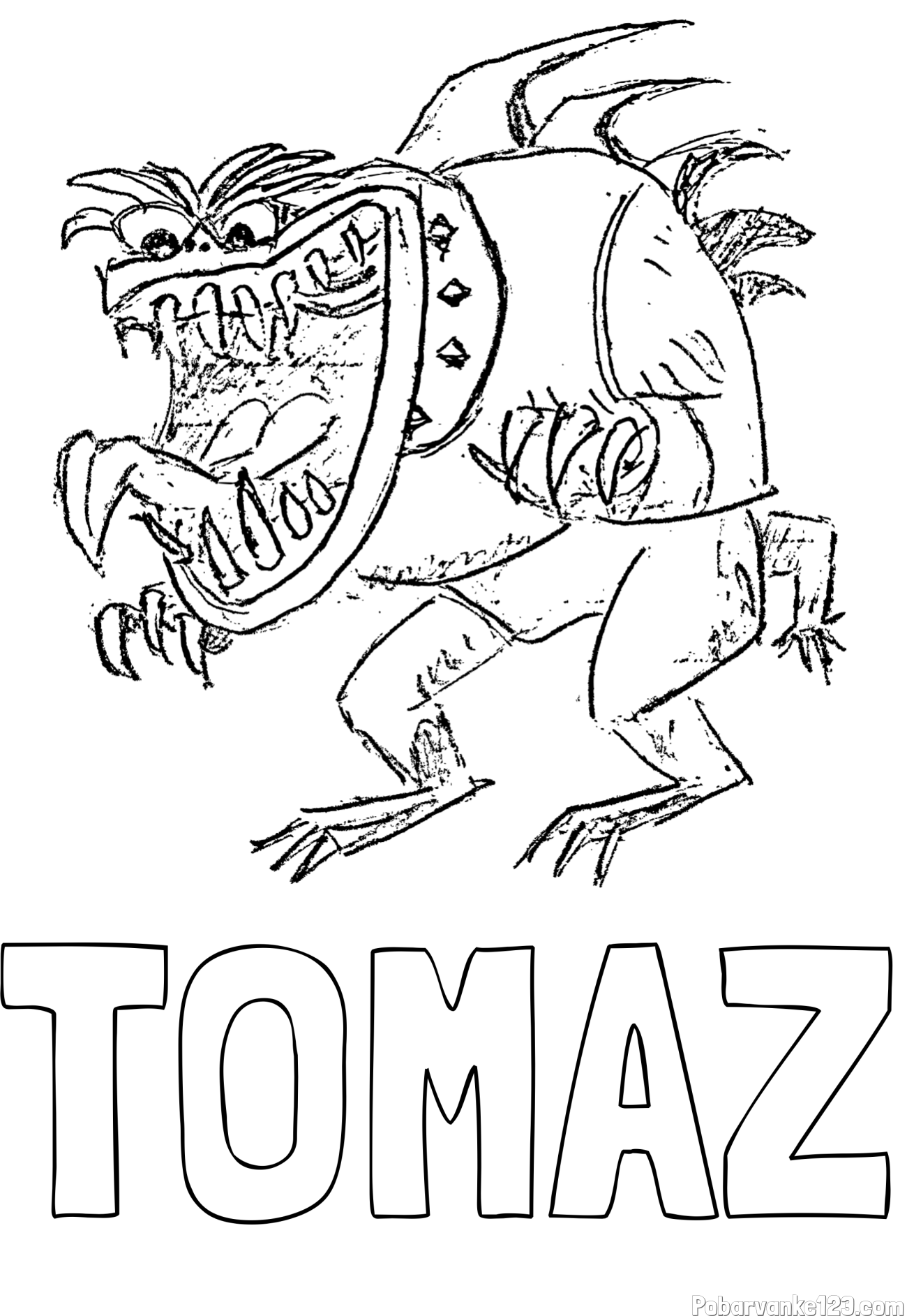 Pobarvanka imena TOMAŽ in pobarvanka zlobne pošasti
