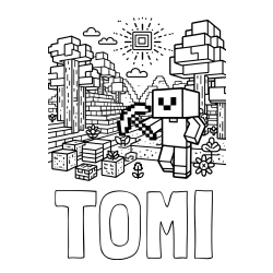 Online izdelana pobarvanka - Pobarvanka imena TOMI in pobarvanka Minecraft sveta