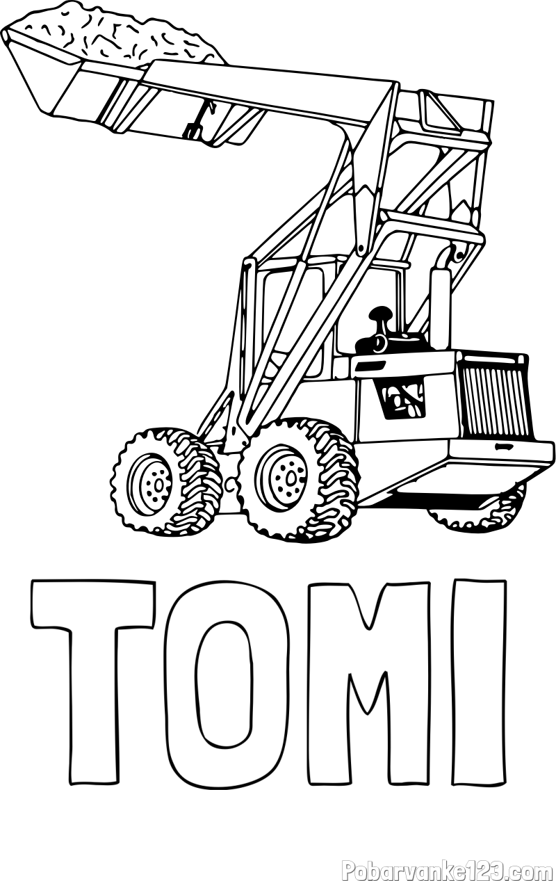 Pobarvanka imena TOMI in pobarvanka velikega traktorja