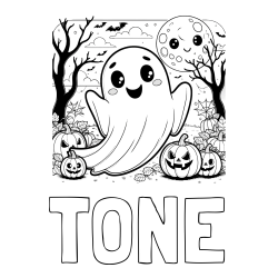 Online izdelana pobarvanka - Pobarvanka imena TONE in pobarvanka ljubkega duhca in buč za noč čarovnic