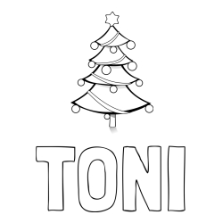 Pobarvanka imena TONI in božična smreka