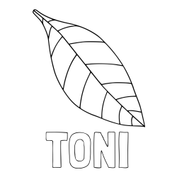 Online izdelana pobarvanka - Pobarvanka imena TONI in pobarvanka preprostega lista