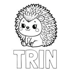 Online izdelana pobarvanka - Pobarvanka imena TRIN in pobarvanka nasmejanega ježka