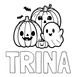 Online izdelana pobarvanka - Pobarvanka imena TRINA in pobarvanka duhca in buč za noč čarovnic