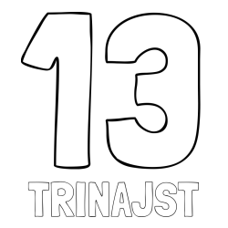 Online izdelana pobarvanka - Pobarvanka imena TRINAJST in pobarvanka številke trinajst (13)