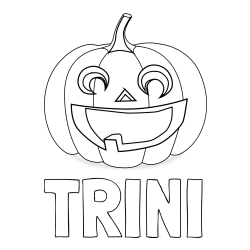 Online izdelana pobarvanka - Pobarvanka imena TRINI in pobarvanka nasmejane buče za noč čarovnic