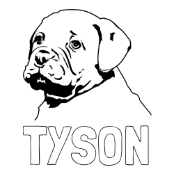 Online izdelana pobarvanka - Pobarvanka imena TYSON in pobarvanka prikupnega bulldog mladička