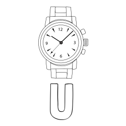Online izdelana pobarvanka - Pobarvanka imena U in pobarvanka ročne ure