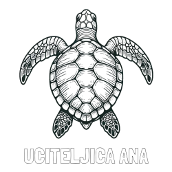 Online izdelana pobarvanka - Pobarvanka imena UČITELJICA ANA in enostavna pobarvanka želve