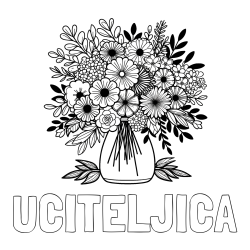 Online izdelana pobarvanka - Pobarvanka imena UČITELJICA in pobarvanka veliekga šopka rož