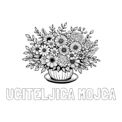 Online izdelana pobarvanka - Pobarvanka imena UČITELJICA MOJCA in pobarvanka velikega šopka rož