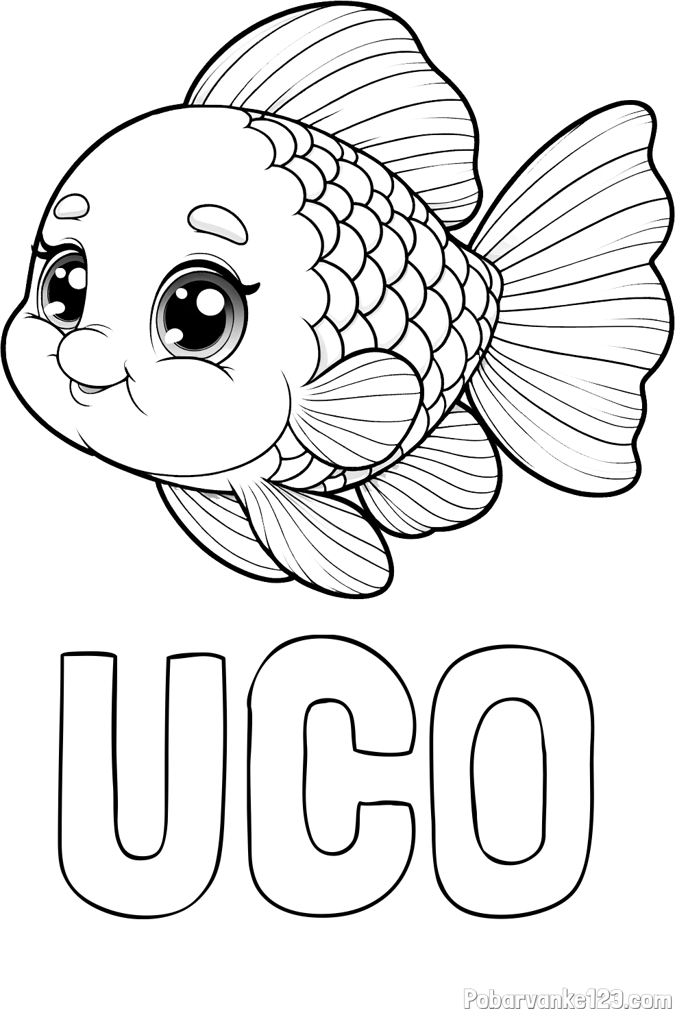 Pobarvanka imena UCO in ljubka pobarvanka starejše ribe