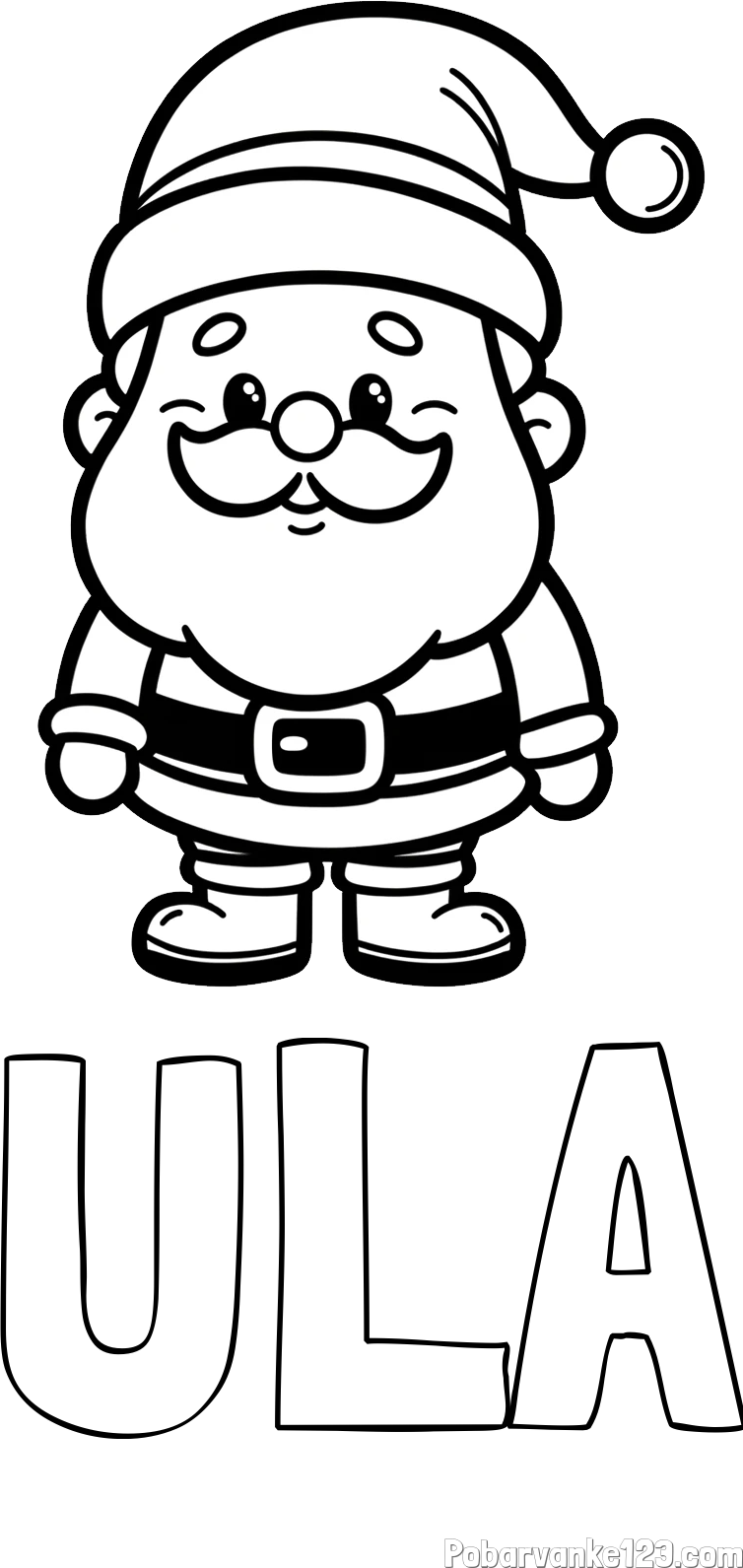 Pobarvanka imena ULA in otroška pobarvanka Božička