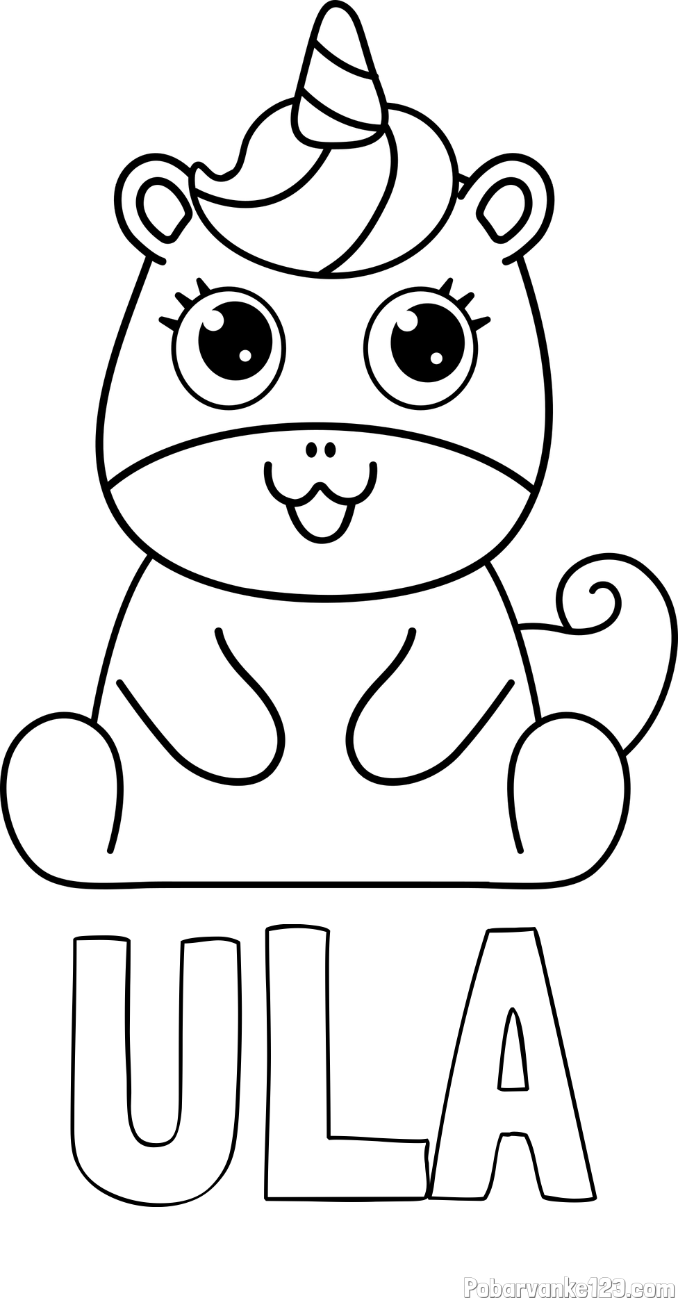 Pobarvanka imena ULA in pobarvanka čudovitega samoroga Unicorn