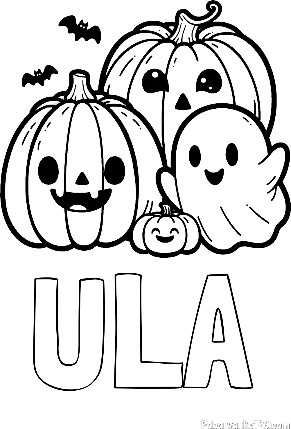 Pobarvanka imena ULA in pobarvanka duhca in buč za noč čarovnic