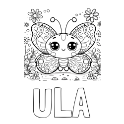 Pobarvanka imena ULA in pobarvanka ljubkega metuljčka