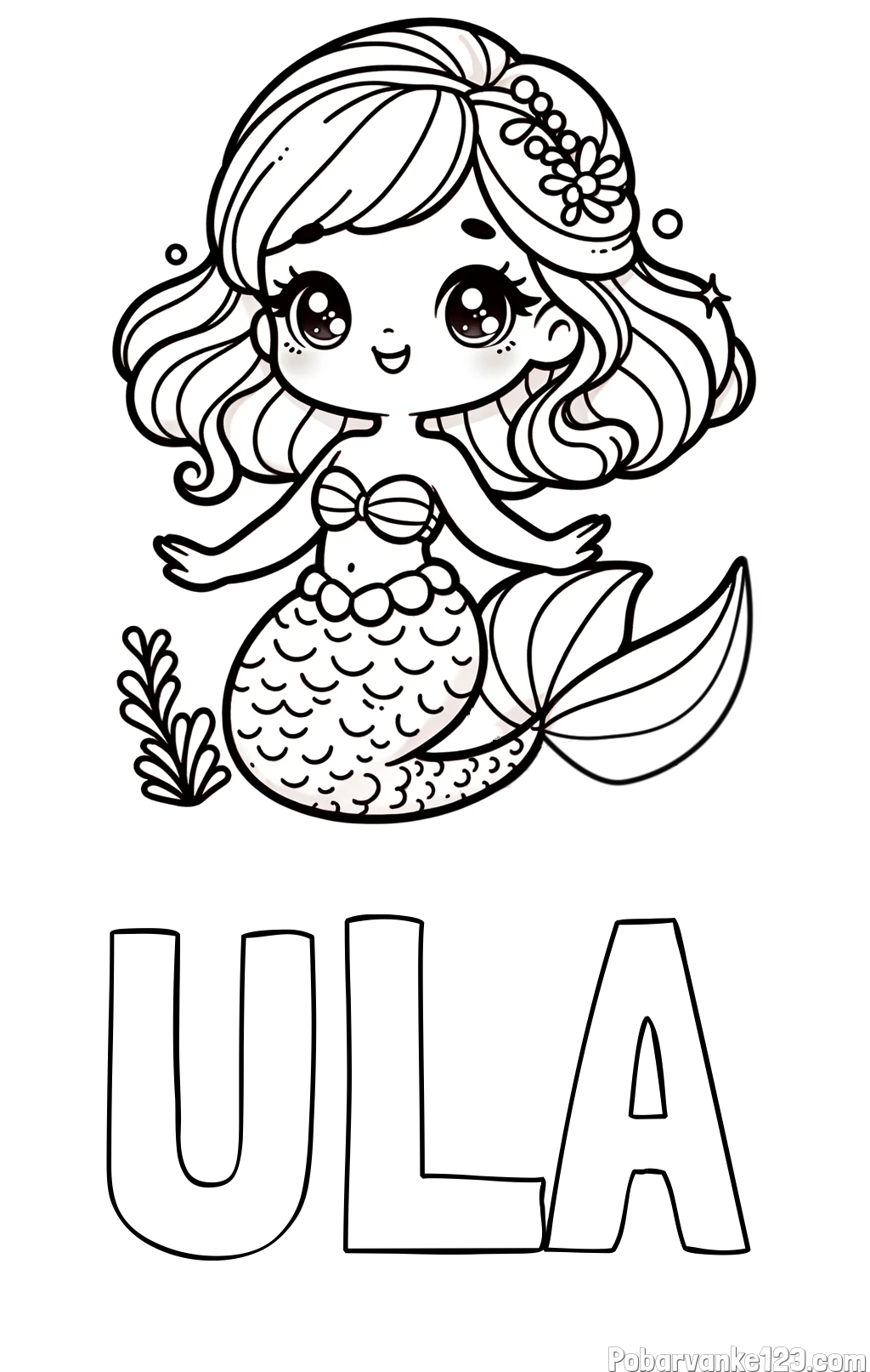 Pobarvanka imena ULA in pobarvanka simpatične morske deklice
