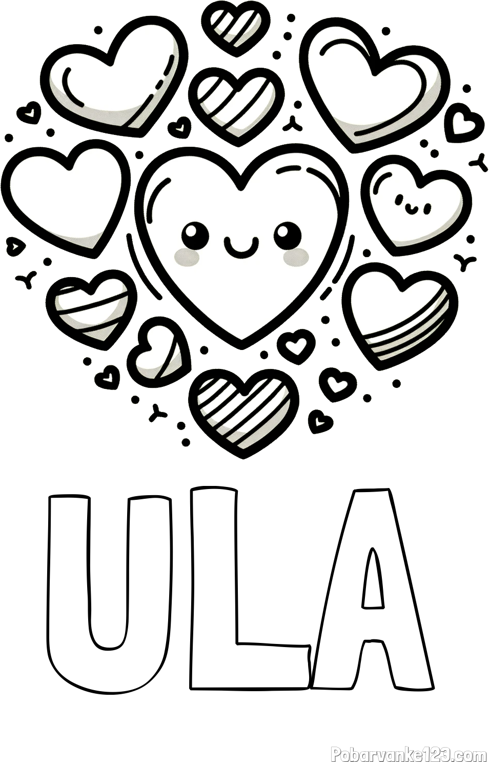 Pobarvanka imena ULA in pobarvanka srčkov