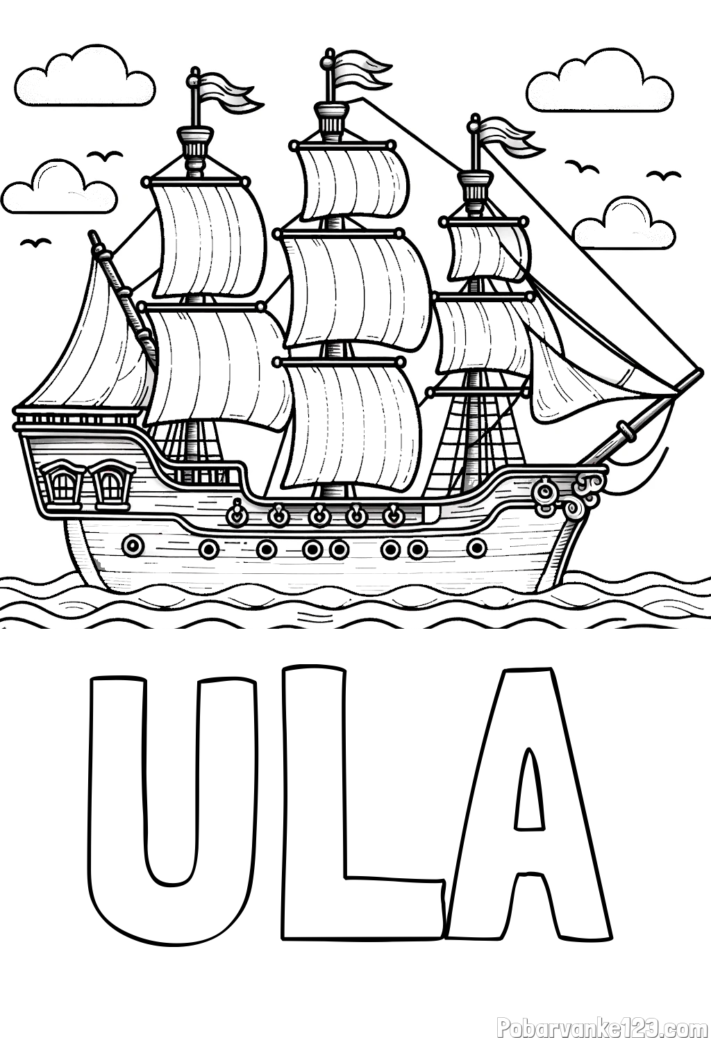 Pobarvanka imena ULA in pobarvanka stare gusarske ladje