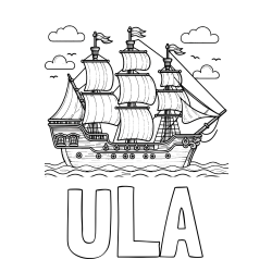 Pobarvanka imena ULA in pobarvanka stare gusarske ladje
