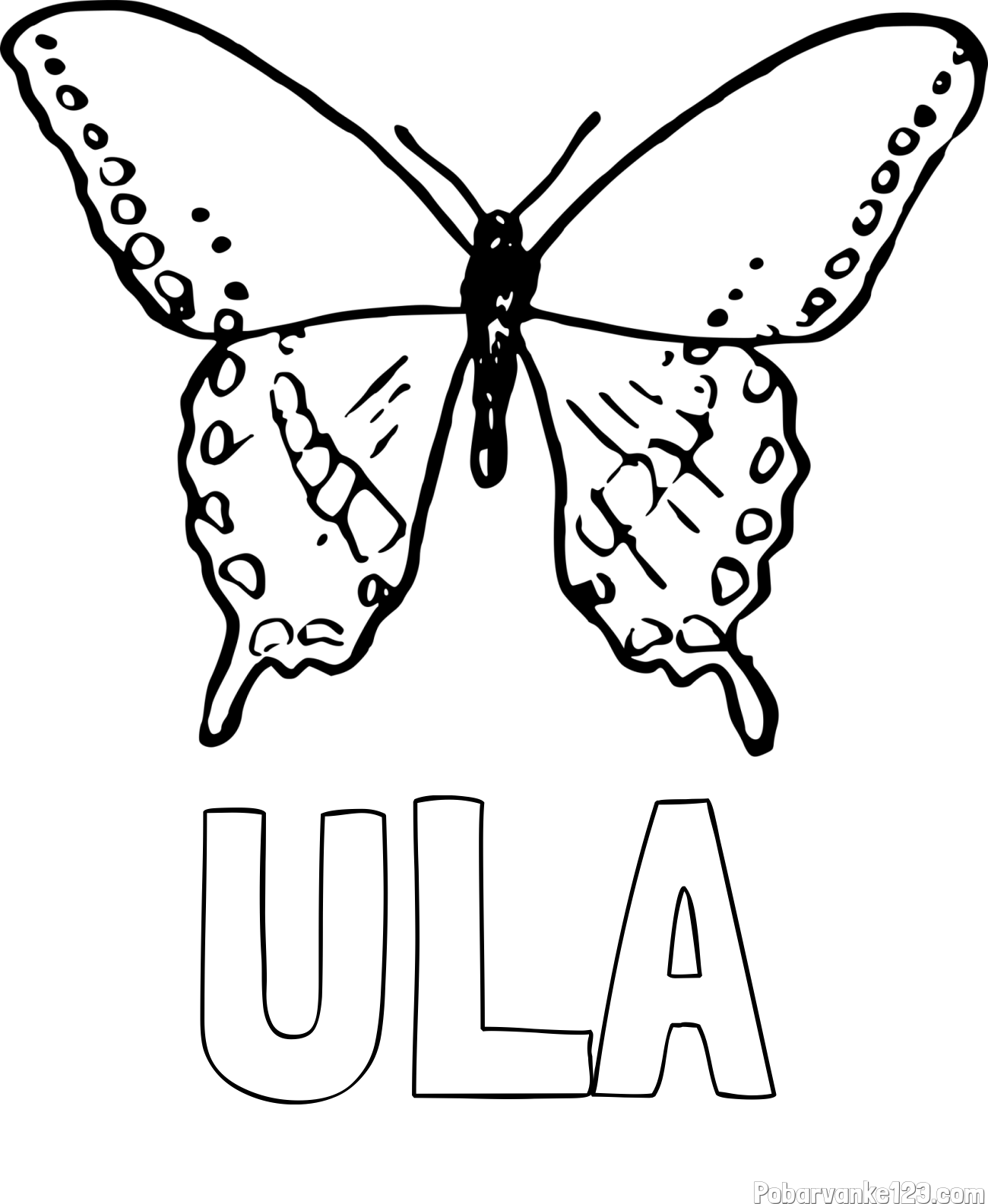 Pobarvanka imena ULA in starejša in preprosta pobarvanka metulja